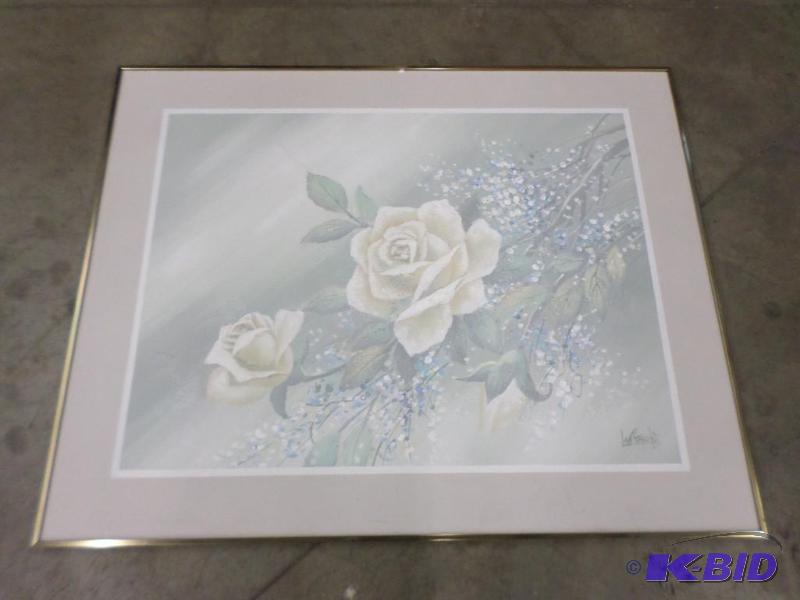 lot 117 image: 48&quotx60" Framed Canvas Painting...