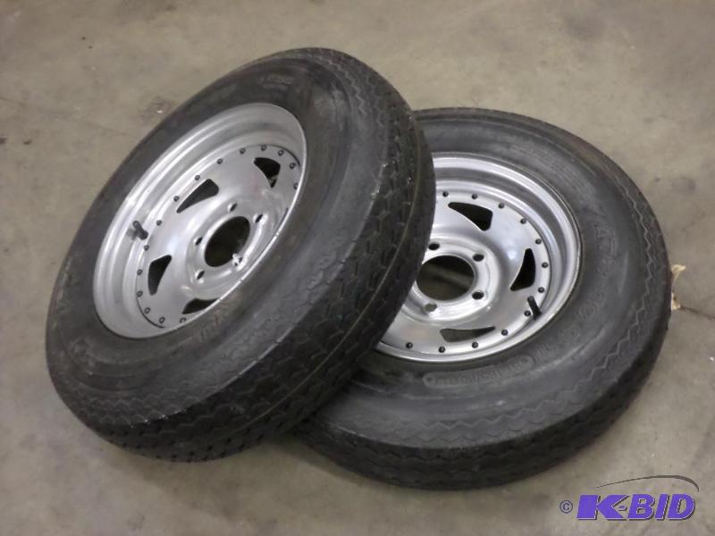 lot 47 image: (2) New 5-Lug Steel Rims With ST16580D13 Ti...