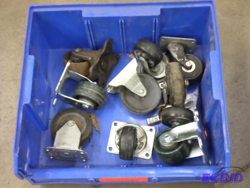 lot 60 image: Bin Of Assorted Caster Wheels...