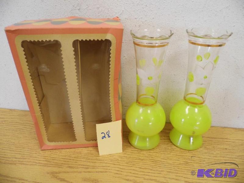 2 Vintage Hand-Painted Vases