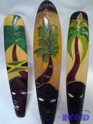 3 Hand Carved Jamaican Mask