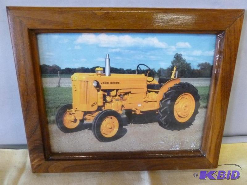 lot 142 image: Collectible 1958 John Deere 420 walnut framed...