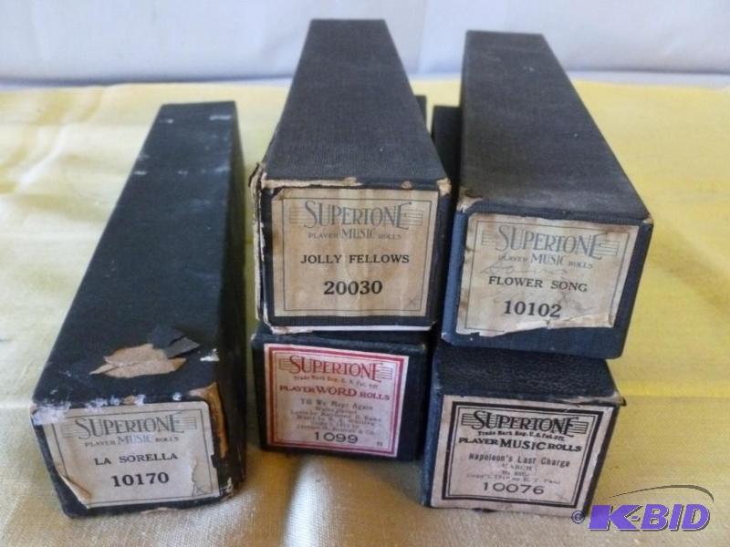 lot 148 image: Lot of five antique player piano rolls....