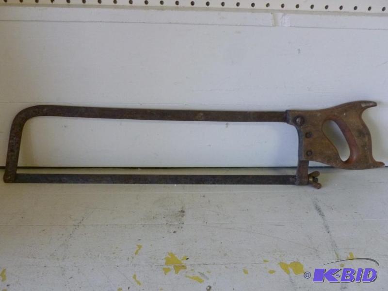 lot 153 image: Vintage Sheffield No. 27 wood handled meat sa...