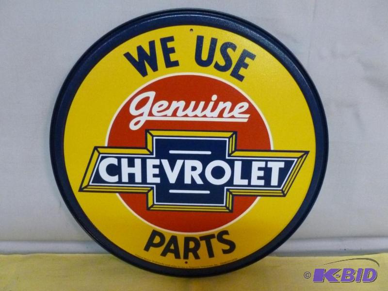 lot 16 image: Collectible Genuine Chevrolet Parts metal sig...