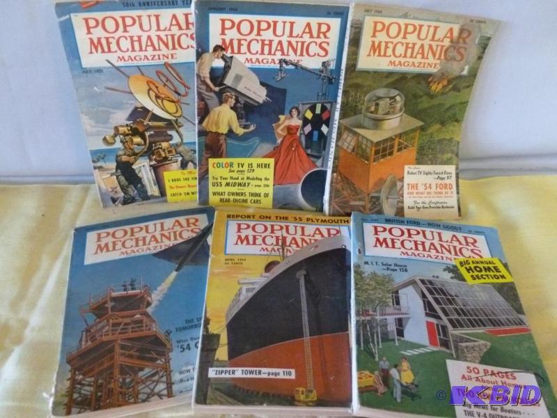 lot 176 image: Lot of six 1950s Popular Mechanics magazines...