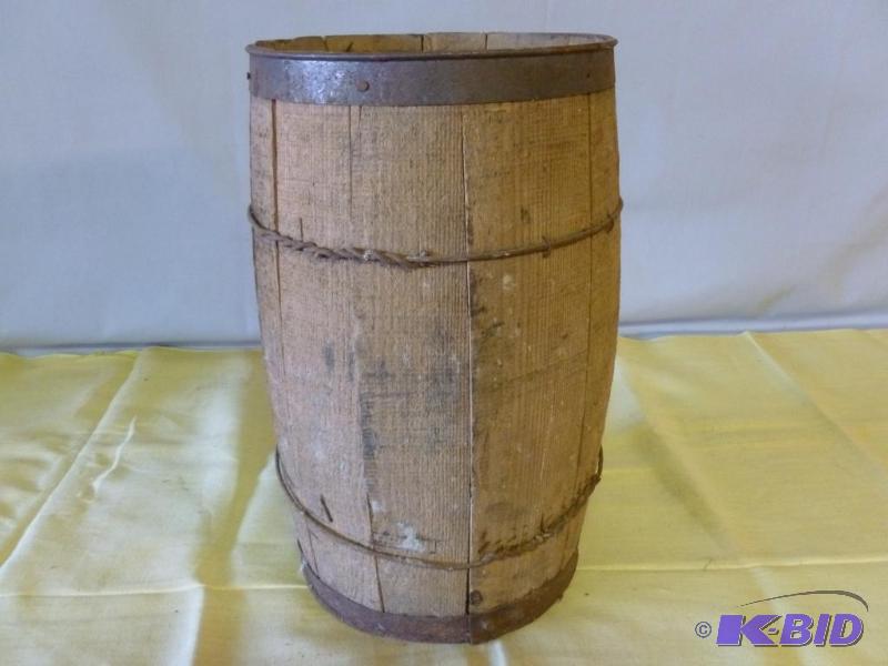 lot 193 image: Vintage wooden nail keg that measures 10"...