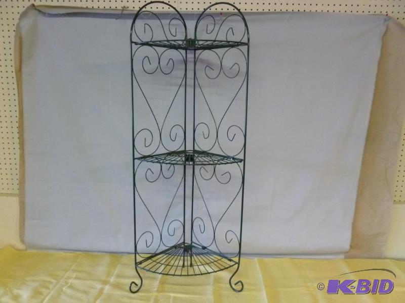 lot 236 image: Nice three tier fold up metal corner shelf th...