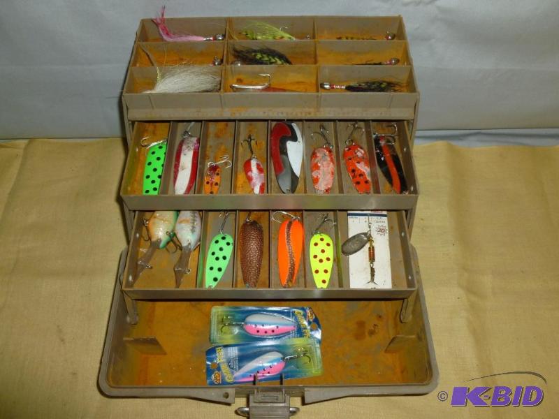 lot 255 image: Woodstream tackle box loaded up with various ...