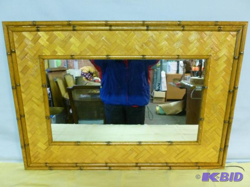 lot 26 image: Beautiful large bamboo framed mirror that mea...
