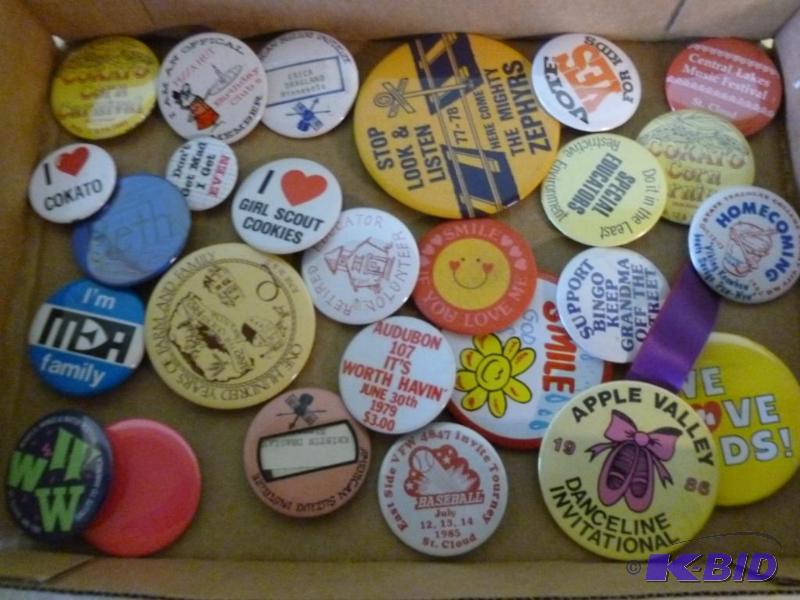 lot 67 image: Large lot of collectible pin back buttons....