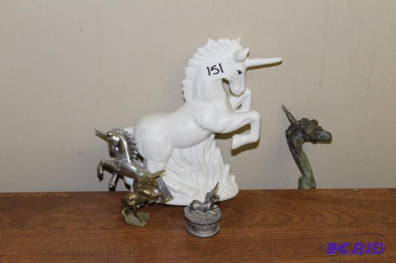 lot 151 image: Unicorns  One appears to be bronze  copper a...