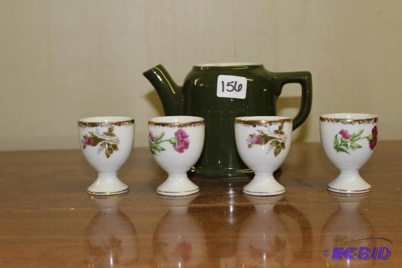 lot 156 image: Tea Kettle and Tea Cups ...