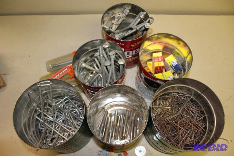 lot 215 image: Assorted Nails, Bolts, Tacks, Fastners ...
