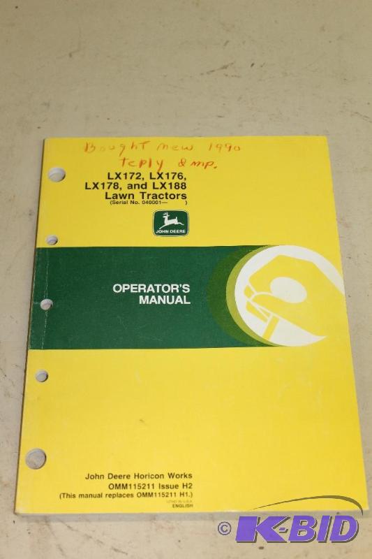 lot 247 image: John Deere Lawn Tractors Operators Manual&nbs...