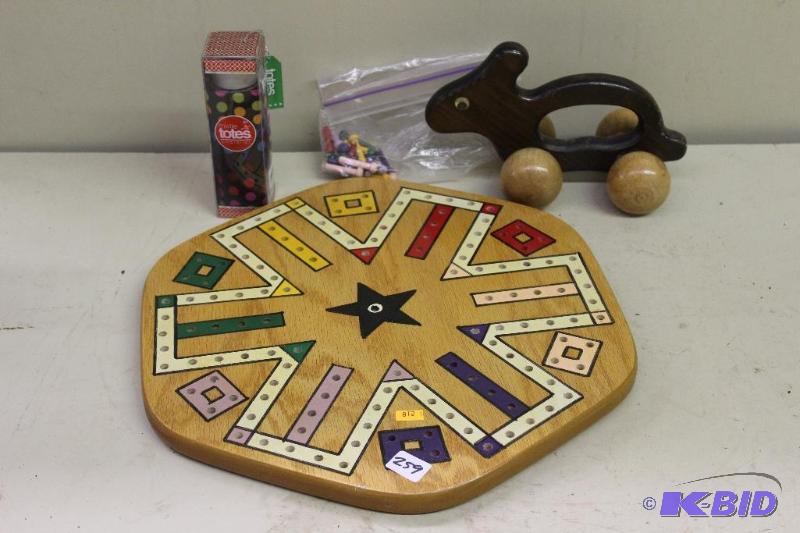 lot 259 image: Board Game, Rabbit Toy, and New totes Umbrell...