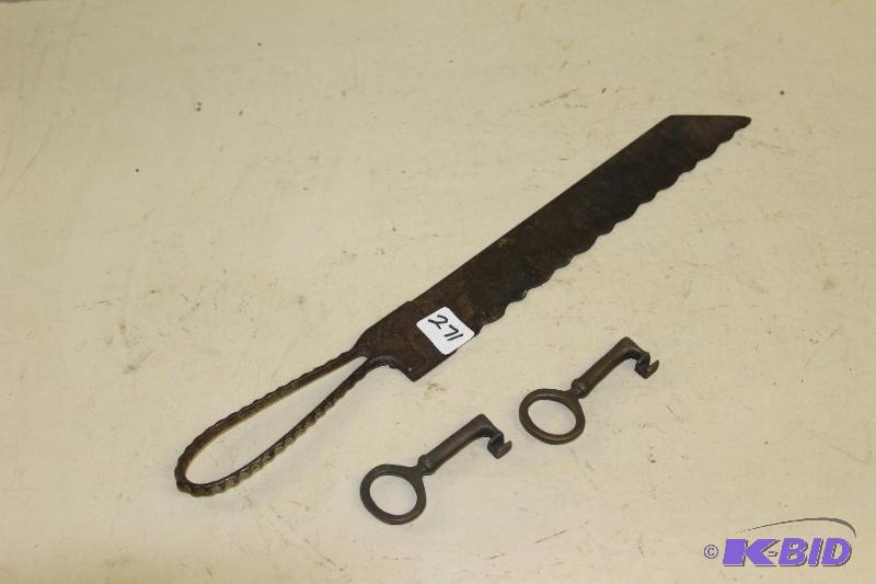 lot 271 image: Vintage Wedding Cake Knife and Keys to Your H...