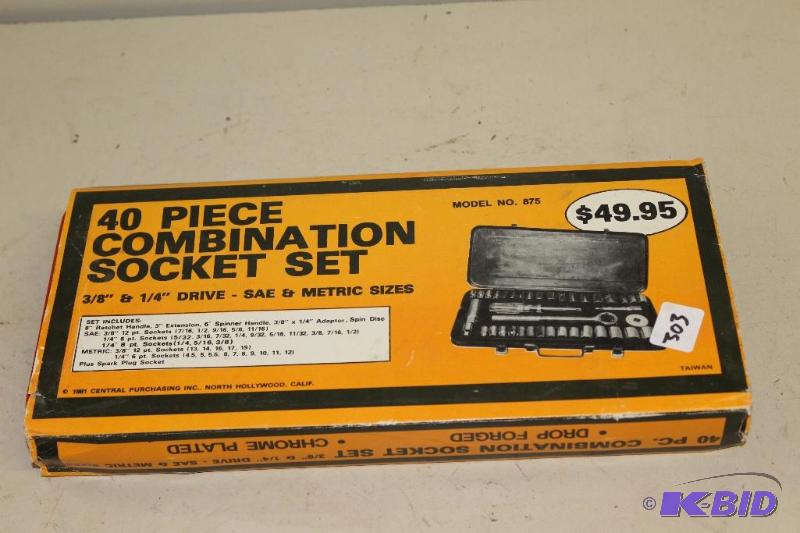 lot 303 image: 40 Piece Combination Socket Set, New Old Stoc...