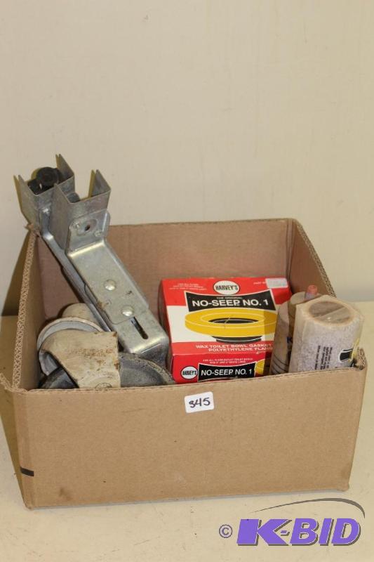 lot 345 image: Wax Toilet Ring, Caster, Paint Roller Brush, ...