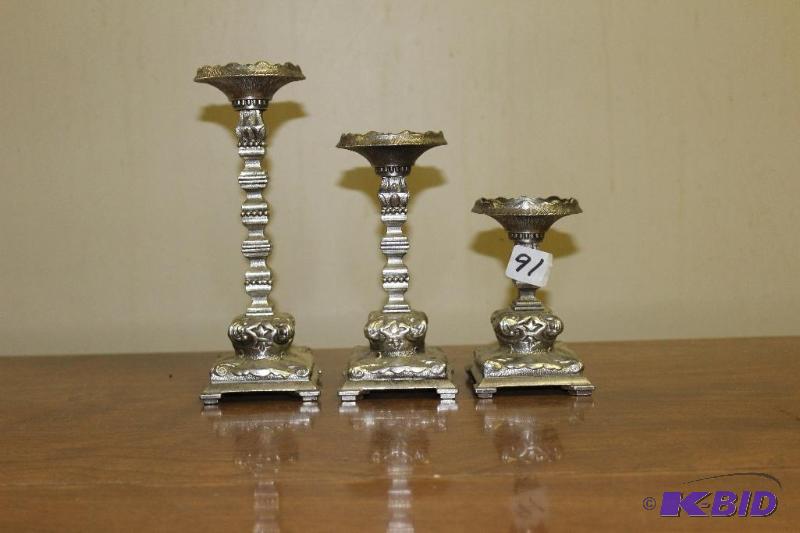 lot 91 image: Set of 3 Candle Holders ...