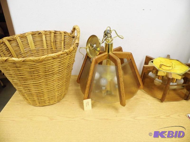 Large Wicker Basket w Light Fixtures