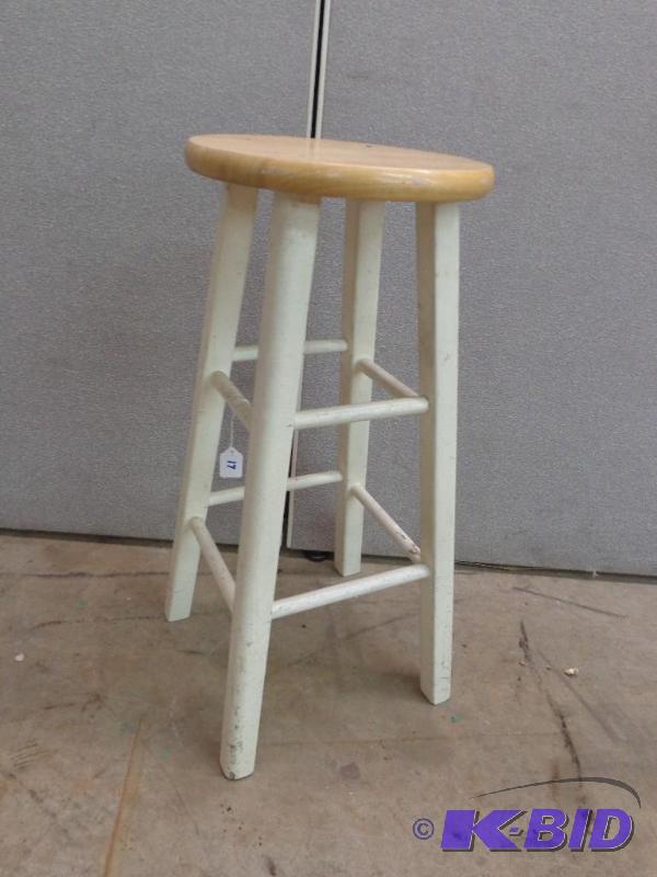 lot 17 image: Wooden Bar Stool   White wWood Top  29 14&q...
