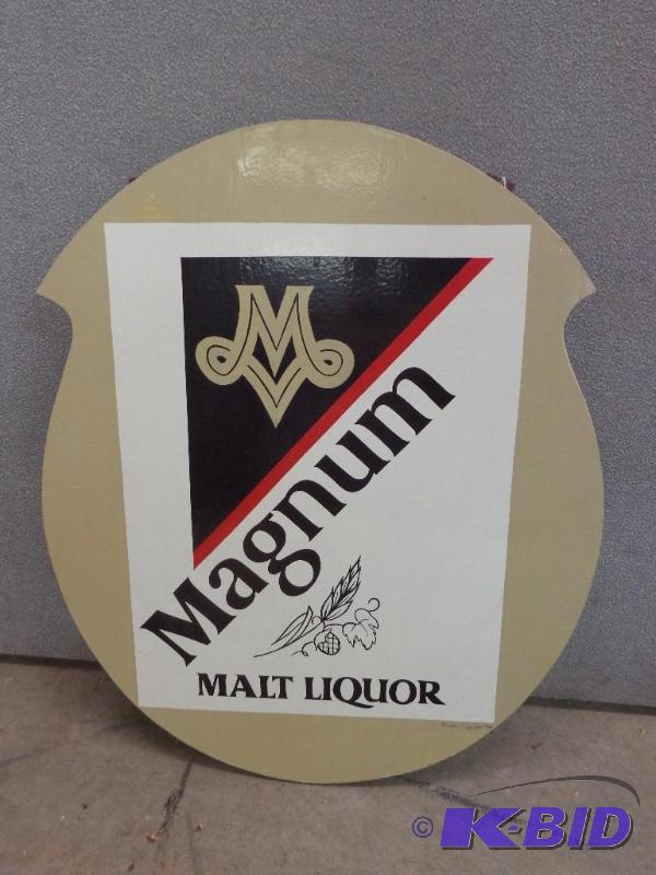 lot 26 image: Magnum Malt Liquor Sign   30 12" x 25 1...