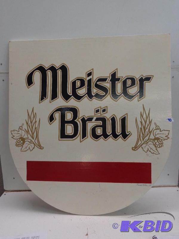 lot 40 image: Meister&nbspBrau   Wooden Sign  Hand Painted...