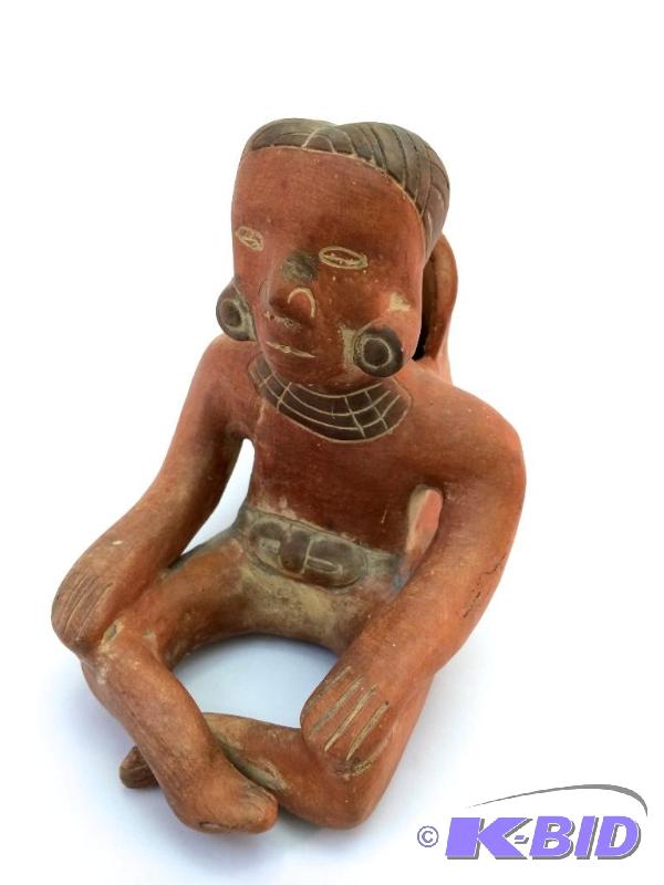lot 3 image: Handmade Clay Seated Figure...age unknown