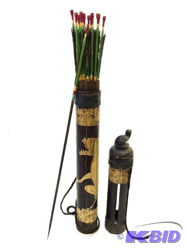 lot 8 image: RARE Late 18th century AD Filipino tribal Bow and Arrows & Quiver