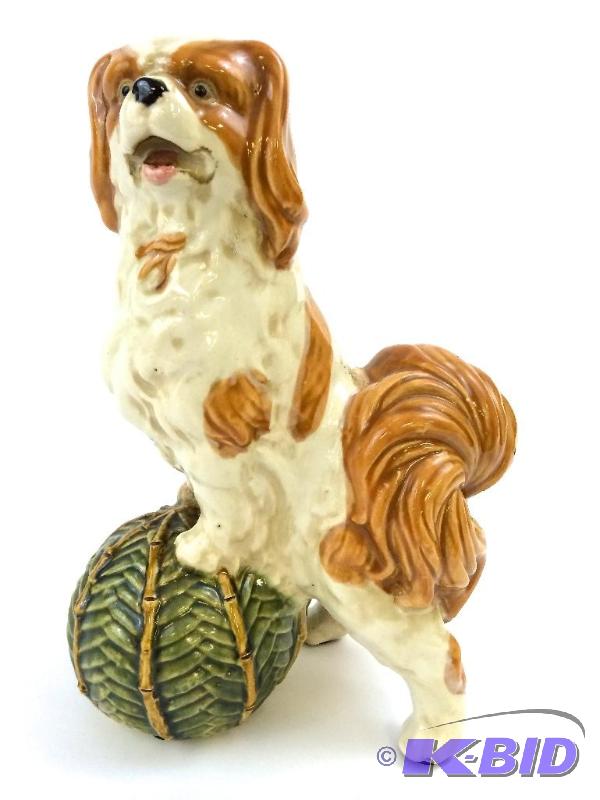Signed Staffordshire of Pomeranian - Majolica