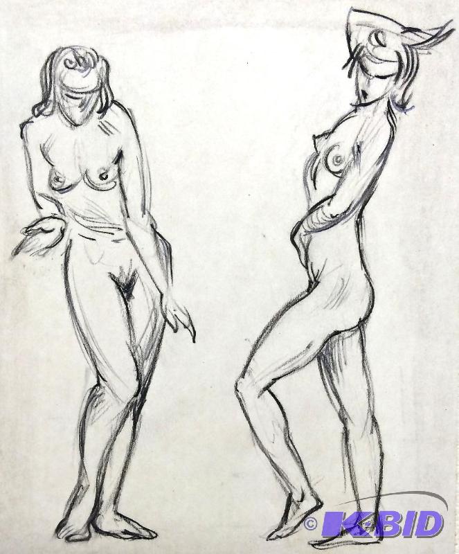 VERY RARE NO RESERVE Listed artist Peter Lupori Drawings Nude Studies for Sculpture 1941