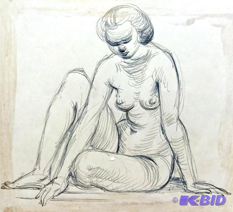 Listed Famous Artist Peter Lupori Original Drawings Nude Studies for Sculpture 1940