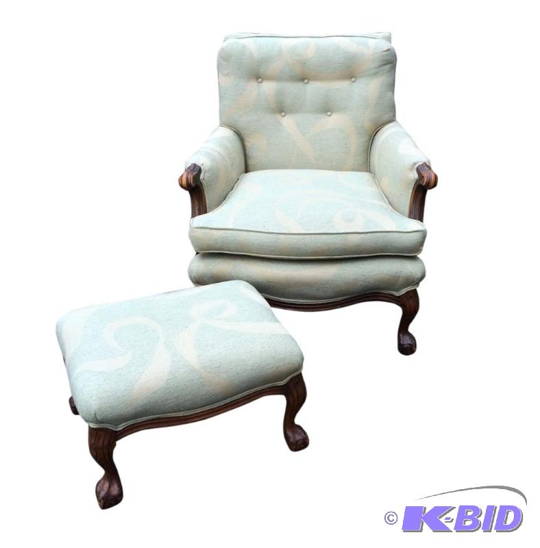 Claw Foot Accent Chair with Ottoman