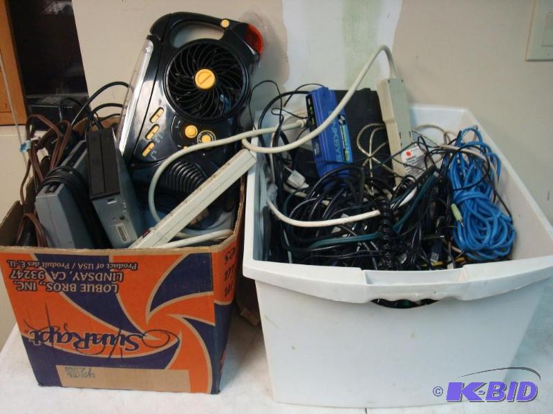 lot 105 image: Lot of Wires, Hard Drives, Other Electronics...