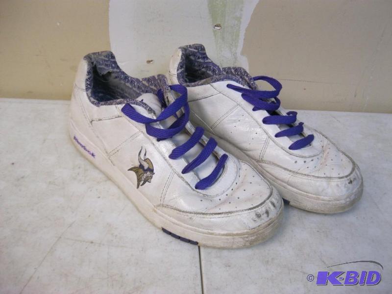 lot 134 image: Pair Of Minnesota Viking Reebok Tennis Shoes,...