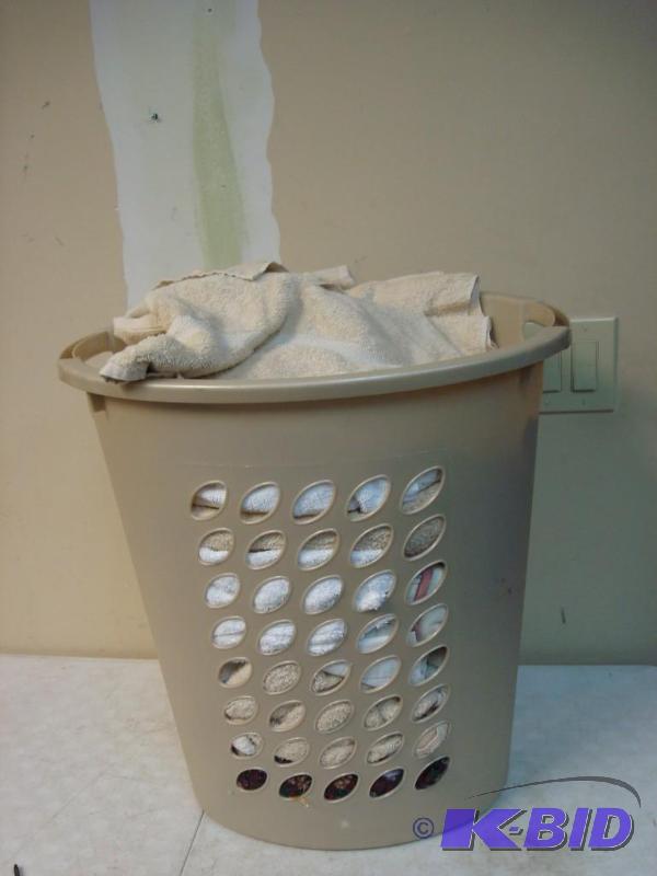 lot 146 image: Basket Filled With Towels, Some Linen...