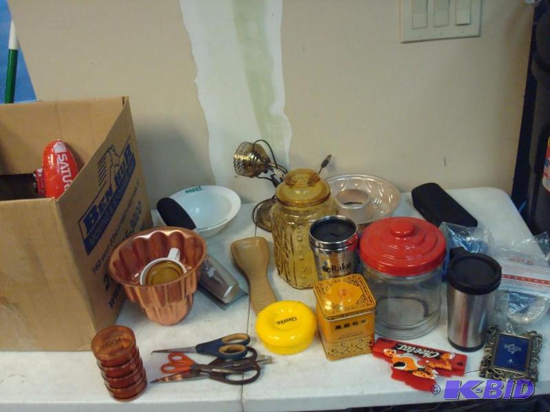 lot 150 image: Box Of Random Items, Scissors,Three Ring Hole...