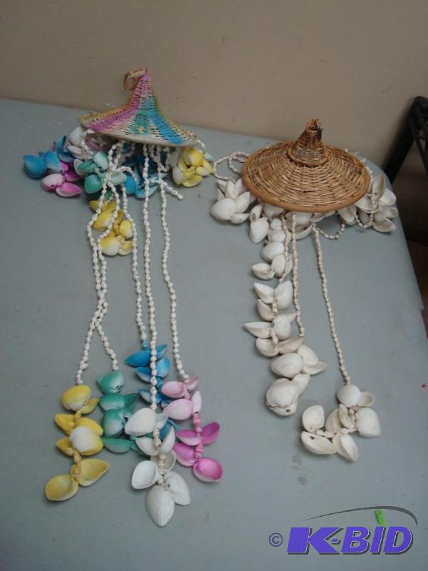 lot 152 image: Two Hanging Sea Shell Wind Chime Decor, Show ...