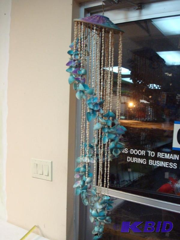 lot 153 image: Hanging Blue Sea Shell Wind Chime Decor, May ...