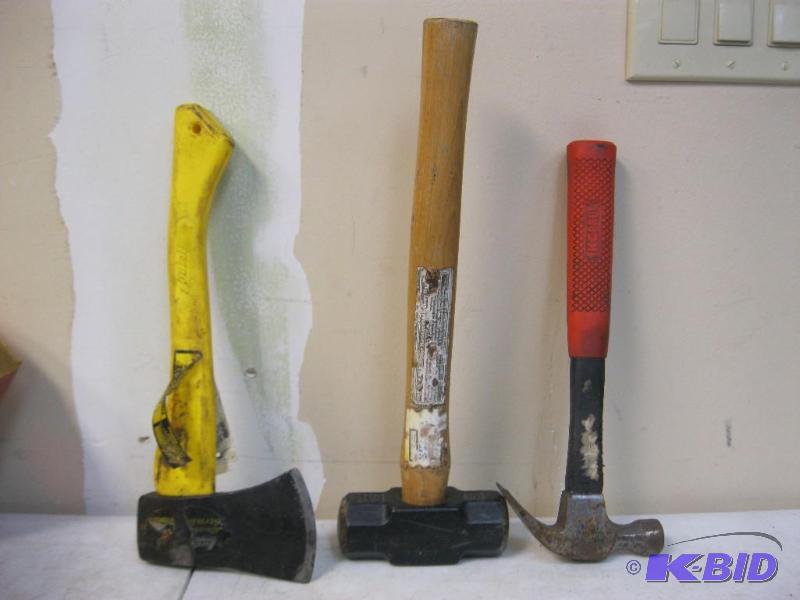 lot 162 image: Set Hand Held Size, Hammer, Sledge Hammer, Ax...