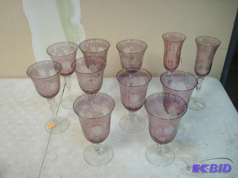 lot 17 image: Lot Of Etched Stem Ware Red - Royal Danube...