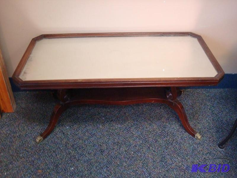 lot 25 image: Vintage Mirror Table With Claw Toes Nice Piec...