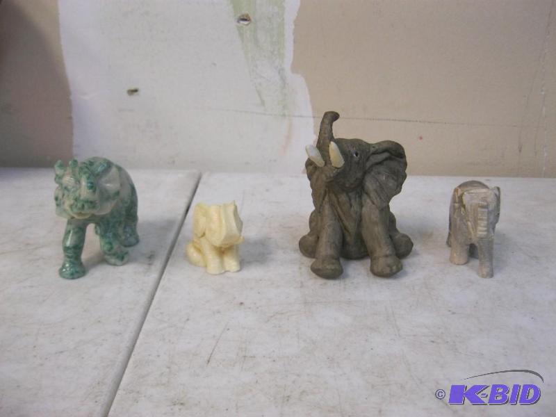 lot 29 image: Carved Stone And Porcelain Elephants  ...