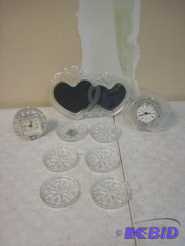 lot 34 image: Crystal Clock And Coaster Lot...