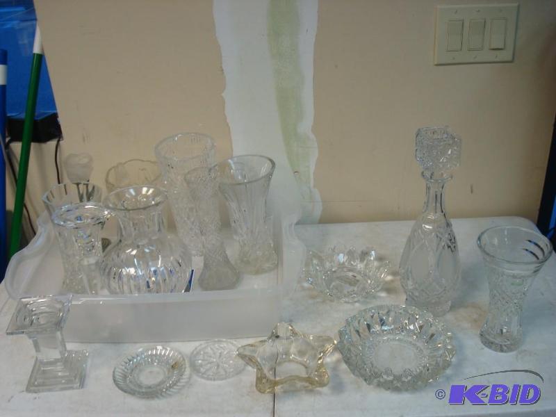 lot 45 image: Crystal Vase And Misc.&nbspDecanter lot, Som...