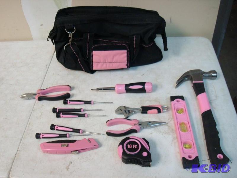 lot 51 image: Pink Tools And Tool Bag Set...