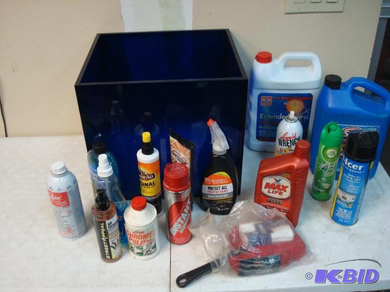 lot 57 image: Blue Bin With Automotive Products Some Used...