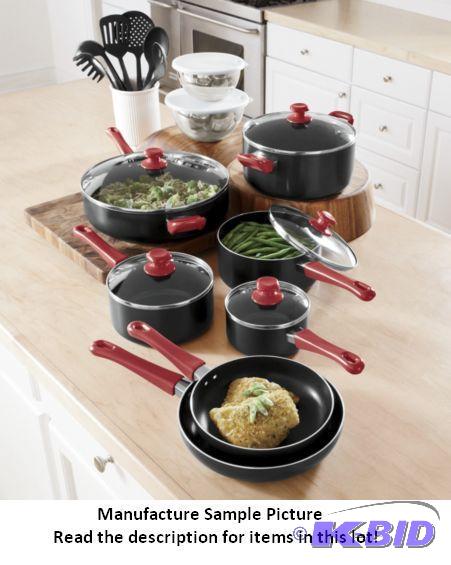Ginnys 16 Piece Cookware Set - Black with red...