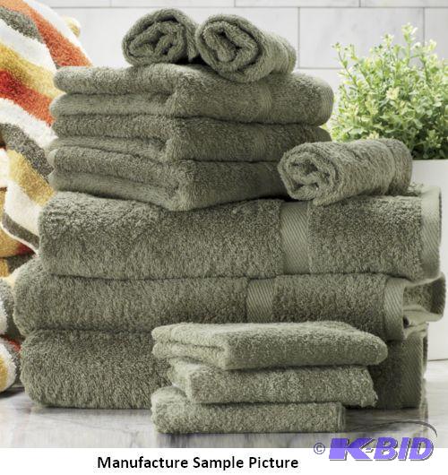 Twelve Piece Towel Set - Moss Green - Has 3 h...